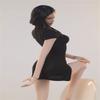 Fremego 1/6 Scale Female Clothes,Female Side Slit Cheongsam Dress Costume Clothing for 12inch PH TBL JO Action Figure Body (Black) view 4