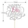 MonMon & Craft Happy 19th Birthday Cake Topper/Cheers to 19 Years/Girls 19th Birthday Party Decor Supplies - Silver & Pink Glitter (19th) view 2