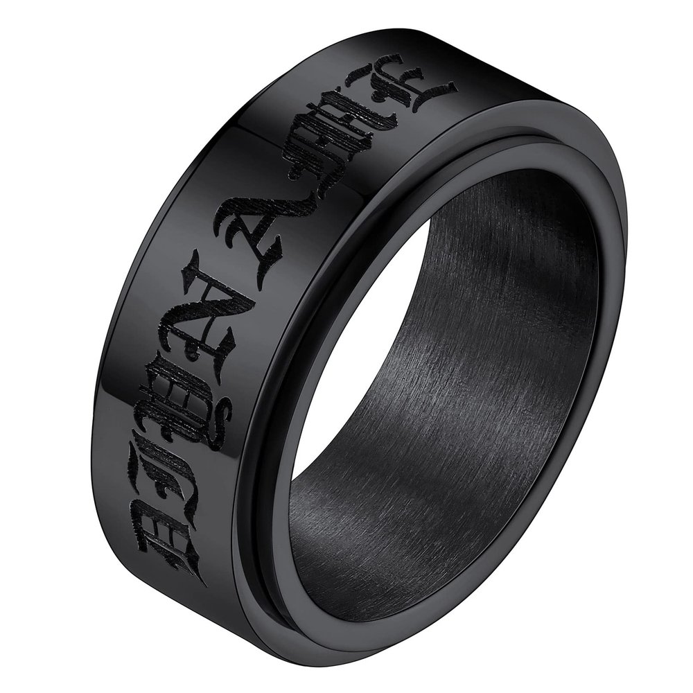 FaithHeart Stainless Steel Spinner Fidget Anxiety Worry Band Stress Relieving Boredom Rings, Personalized Custom Finger Charms Size 13