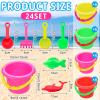 Jexine 96pcs Beach Party Favors for Kid 24 Set Sand Buckets and Shovels for Bucket Party Favor Sand Box Play Set and Mini Beach Pail Includes Shovel, Rake, Scoop Summer Outdoor Toys for Toddlers view 3
