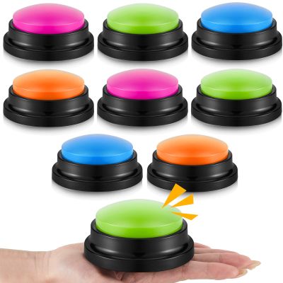 Honoson 8 Pieces Recordable Answer Buzzers Button for Trivia Games Show Buzzers Recording Buttons Gifts for Back to School Classroom Team(Fresh Color)