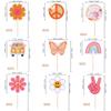 36 PCS Hippie Party Cupcake Toppers Peace Sign Hand Butterfly Two Groovy Cupcake Picks Dasiy Flower 60s Retro Boho Cake Decorations for Hippie Two Groovy Carnival Theme 2nd Birthday Party Supplies view 2