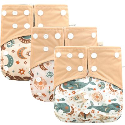 Baby Cloth Diapers - 3pcs/Set Reusable Washable Baby Cloth Diapers, Adjustable Washable Reusable for Baby, One Size (Style 4)