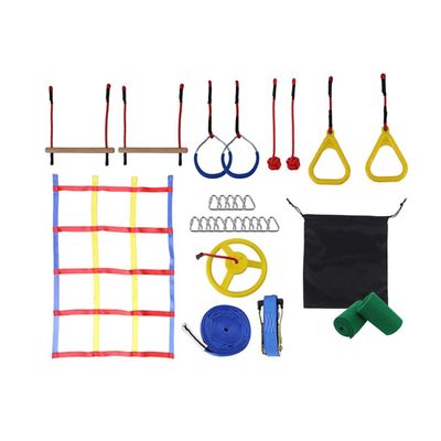 Obstacle Course for Kids 10-Piece Set Warrior Obstacle Course for Kids,Kids Ninja Warriors Training Equipme Jungle Gym Monkey Bars Kit for Kids and Adults
