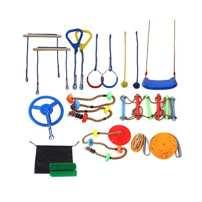 Obstacle Course for Kids 13-Piece Set Warrior Obstacle Course for Kids,Outdoor Course Training Equipment Jungle Gym Monkey Bars Kit for Kids and Adults