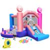 OLAKIDS Inflatable Bounce House, Princess Pink Jumping Castle Kids Candyland with Slide Ball Pit Basketball Rim, Indoor Outdoor Inflatable Obstacle Course with 680W Blower 50PCS Ocean Balls Carry Bag view 1