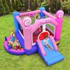 OLAKIDS Inflatable Bounce House, Princess Pink Jumping Castle Kids Candyland with Slide Ball Pit Basketball Rim, Indoor Outdoor Inflatable Obstacle Course with 680W Blower 50PCS Ocean Balls Carry Bag view 2