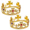 Toyvian 2 Pcs Gold Plastic King Crown, Royal Jeweled Crowns Prince Costume Accessory Halloween Prop view 1
