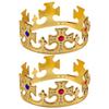 Toyvian 2 Pcs Gold Plastic King Crown, Royal Jeweled Crowns Prince Costume Accessory Halloween Prop view 2