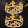 Toyvian 2 Pcs Gold Plastic King Crown, Royal Jeweled Crowns Prince Costume Accessory Halloween Prop view 3