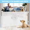 80 Inch Wide Baby Gate for Stairs Prevent Kid/Pet from Getting Through Retractable Outdoor Safety Gates for Toddlers Retractable Scratch-Resistant Mesh Dog Gate Indoor Doorway Gates for Pets, White view 4