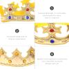4Pcs Gold King Crown for Kids, Royal Jeweled Costume Crowns, Adjustable Birthday Party Hat, Halloween Cosplay Prop for Kings & Queens view 2