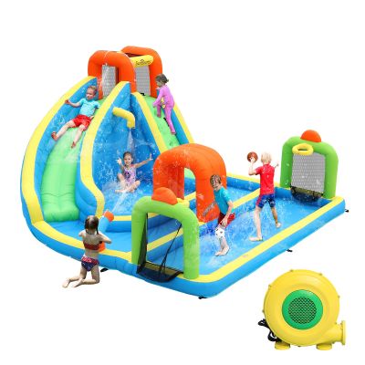 SunSports Inflatable Water Slide,Water Bounce House with Slide,Bouncy Castle for Kids Outdoor,Inflatable Water Park for Kids Backyard with Tunnel