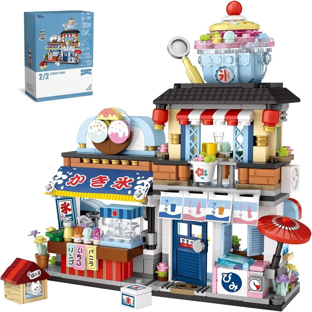 YILETKC Japanese Street View Building Kits, 668 PCS Modular House Building Set Mini DIY Building Model Set, Architecture Modular Construction Set Gift for Adults and Teens