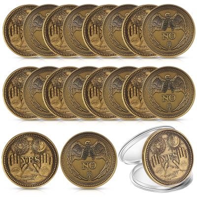 Sureio 20 Pcs Yes No Challenge Coin Decision Maker Lucky Coin Kindness Coins Collector's Medallion Souvenir Divination Flip Metal Coins Holiday Office Gift Party Game Supplies (Gold)
