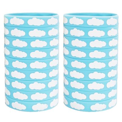 CupaPlay 24 White Cloud Silicone Wristband Rainbow Blue Sky White Clouds Baby Shower theme Birthday Party Decorations Supplies Favors