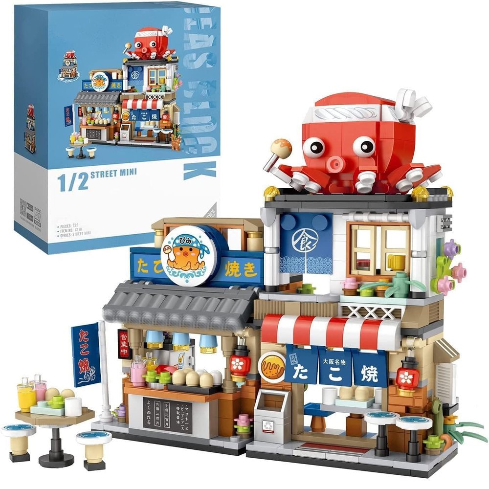 YILETKC Japanese Street View Building Kits, 722 PCS Modular House Building Set Mini DIY Building Model Set, Architecture Modular Construction Set Gift for Adults and Teens