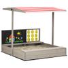 Outsunny Kids Sandbox with Canopy, Bench Seats Wooden Sand Pit, Backyard Toy with Chalkboard, Tic Tac Toe Game, Gift for Girls and Boys, Ages 3-7 view 1