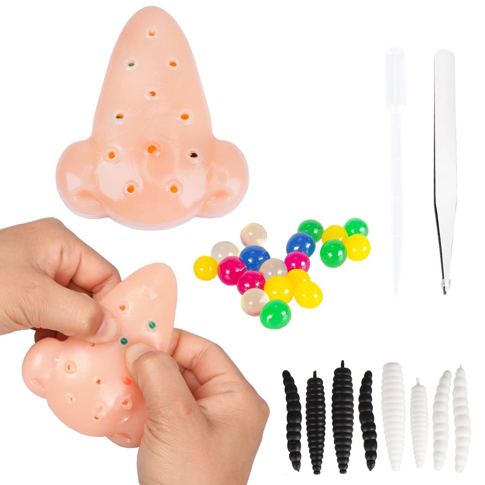 Funny Pimple Popping Stress Relief Toy Set Squeeze Out Blackheads in Nose to Relieve Stress Novelty Toys Gifts