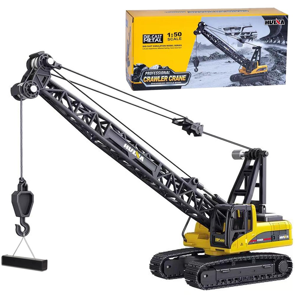 Qcar 1/50 Heavy Duty Construction Metal Crawler Crane, Truck Crane Vehicle Toys for Kids, Outdoor Sandbox Car Toys, Birthday Gift Toddler Boy Kid