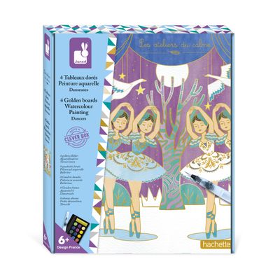 Janod - J07964 Watercolour Dancers Painting Set - Les Ateliers du Calme - Creative Leisure - 4 Gilding Paintings - 6 Years