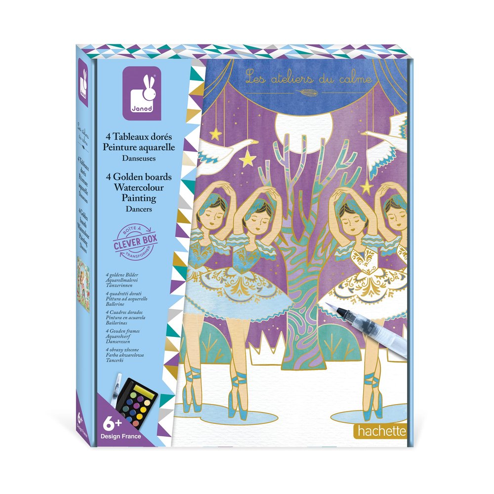 Janod - J07964 Watercolour Dancers Painting Set - Les Ateliers du Calme - Creative Leisure - 4 Gilding Paintings - 6 Years