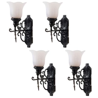 Yardwe Vintage Home Decor 4pcs Led Wall Sconces 1: 12 Scale Wall Lamp Miniature Sconces Models Sand Table Lighting Toy Lights for Landscape Decorations Model Train