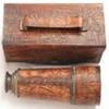 Antique Telescope London Brass Maritime | Ship Telescope Brass Spyglass Leather Carving Bounded with Hardwood Leather Box view 2