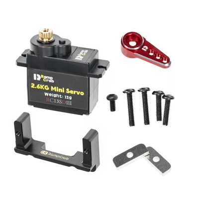 RampCrab RC Servo with Mount and Servo Horn for FMS FCX24, RC Car Parts, Upgrade Parts for RC Crawler 1/24 Scale FCX24 Power Wagon Butcher & Max Smasher Big Foot, K5 (Red)