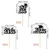 30 PCS 2025 Graduation Cupcake Toppers Glitter Class of 2025 Graduation Cap Cupcake Picks for 2025 Graduation Theme Party Cake Decorations Supplies Black view 2