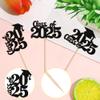 30 PCS 2025 Graduation Cupcake Toppers Glitter Class of 2025 Graduation Cap Cupcake Picks for 2025 Graduation Theme Party Cake Decorations Supplies Black view 3