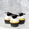 30 PCS Class of 2025 Bachelor Cap Cupcake Toppers Glitter 2025 Graduation Cupcake Picks Decorations for Class of 2025 Graduation Theme Party Cake Decoration Supplies Silver view 4