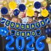2026 Graduation Banner Party Decorations Blue and Yellow, Congrats Grad Banner and 2026 Graduation Foil Balloons for Blue and Yellow Congratulations 2026 Graduation Party Decorations view 2