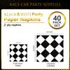 40pcs Black & White Checkered Race Car Birthday Party Supplies - Disposable Checkered Flag Napkins for Nascar Racing Themed Party Decorations & Favors view 4