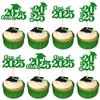 30 PCS Class of 2025 Cupcake Toppers Glitter Graduation Cap Cupcake Picks for 2025 High School Graduation Theme Party Cake Decorations Supplies Green view 1