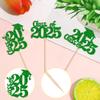 30 PCS Class of 2025 Cupcake Toppers Glitter Graduation Cap Cupcake Picks for 2025 High School Graduation Theme Party Cake Decorations Supplies Green view 3
