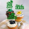 30 PCS Class of 2025 Cupcake Toppers Glitter Graduation Cap Cupcake Picks for 2025 High School Graduation Theme Party Cake Decorations Supplies Green view 4