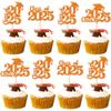 30 PCS 2025 Graduation Cupcake Toppers Glitter Class of 2025 Graduation Cap Cupcake Picks for 2025 Graduation Theme Party Cake Decorations Supplies Orange view 1