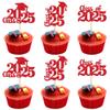 30 PCS 2025 Graduation Cap Cupcake Toppers Class of 2025 Cupcake Picks University Graduation Cake Decorations for 2025 Graduation Theme Party Supplies Red view 1