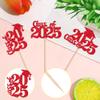 30 PCS 2025 Graduation Cap Cupcake Toppers Class of 2025 Cupcake Picks University Graduation Cake Decorations for 2025 Graduation Theme Party Supplies Red view 3