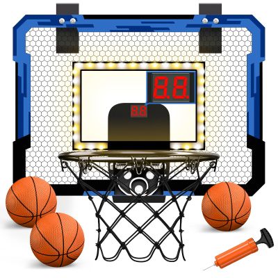 QDRAGON Mini Basketball Hoop with Scoreboard/LED Light, Glow in The Dark Over The Door Basketball Hoop Indoor, Toy Gifts for Kids/Adults/Boys/Girls