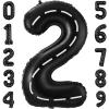 2 Balloons - Racing Car - 40 Inch - Black - 2 Balloon Number - Race Track - Birthday Decor view 1