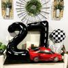 2 Balloons - Racing Car - 40 Inch - Black - 2 Balloon Number - Race Track - Birthday Decor view 4