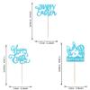 24 Pack Happy Easter Cupcake Toppers Glitter Rabbit Bunny Cupcake Picks Bunny for Happy Easter Spring Themed Baby Shower Kids Birthday Cupcake Decorations Party Supplies Blue view 2