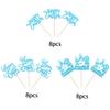24 Pack Happy Easter Cupcake Toppers Glitter Rabbit Bunny Cupcake Picks Bunny for Happy Easter Spring Themed Baby Shower Kids Birthday Cupcake Decorations Party Supplies Blue view 3