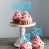 24 Pack Happy Easter Cupcake Toppers Glitter Rabbit Bunny Cupcake Picks Bunny for Happy Easter Spring Themed Baby Shower Kids Birthday Cupcake Decorations Party Supplies Blue view 4