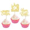 24 Pack Happy Easter Cupcake Toppers Glitter Rabbit Bunny Cupcake Picks Bunny for Happy Easter Spring Themed Baby Shower Kids Birthday Cupcake Decorations Party Supplies Gold view 1