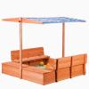 Kids' Outdoor Wooden Sandbox with Id,Sand Box with Toy Storage Box,Kids Play Equipment Sand Protection Bottom Liner Included 47X47in. view 1