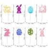 24 Pack Happy Easter Cupcake Toppers Rabbit Bubby Easter Egg Cupcake Picks Easter Theme Baby Shower Kids Birthday Party Cake Decorations Supplies view 2