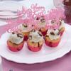 24 Pack Happy Easter Cupcake Toppers Glitter Rabbit Bunny Cupcake Picks Bunny for Happy Easter Spring Themed Baby Shower Kids Birthday Cupcake Decorations Party Supplies Pink view 4